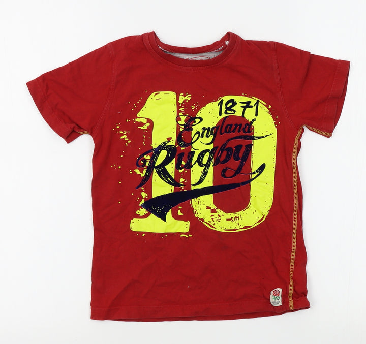 M&S Boys Red   Basic T-Shirt Size 5-6 Years