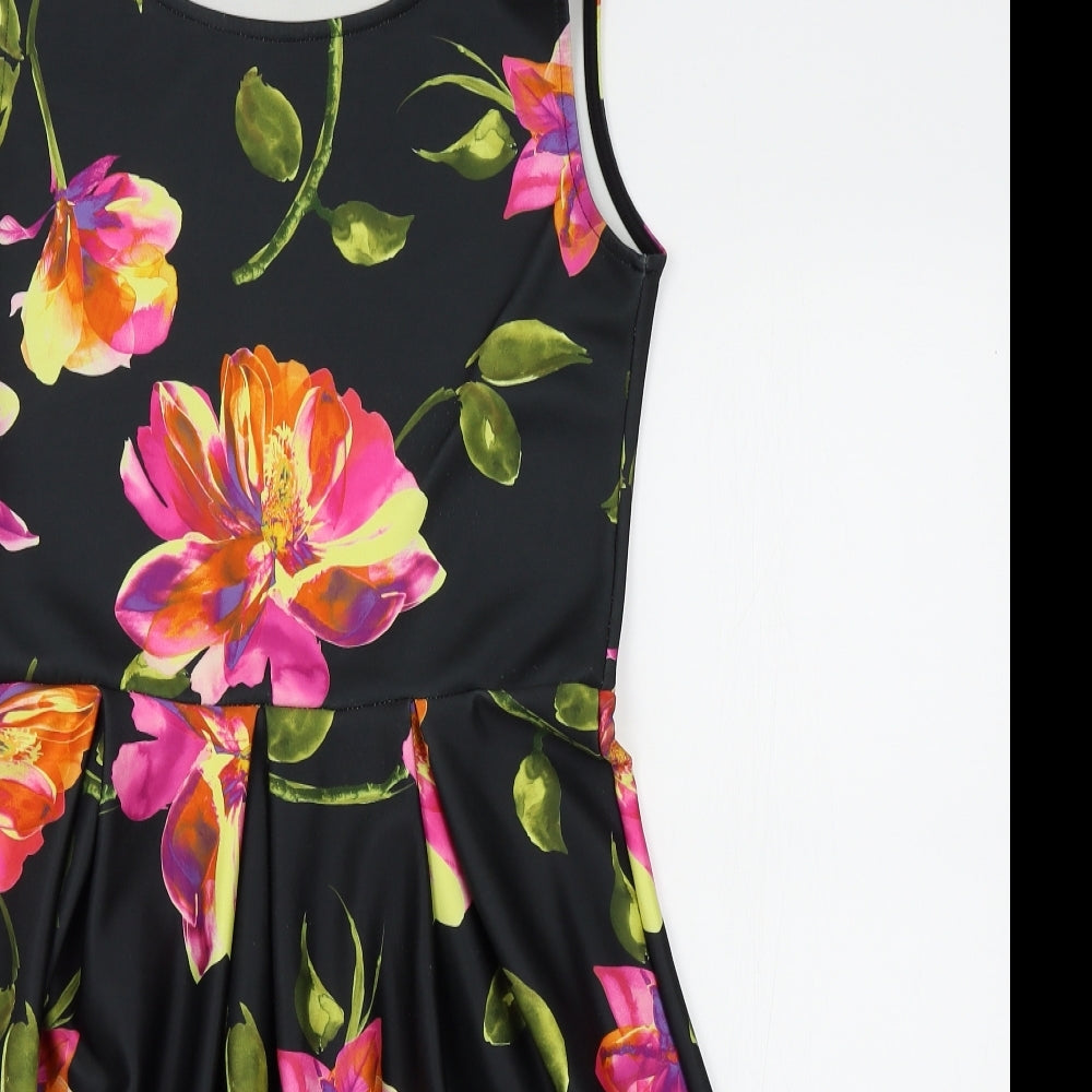 MissLook Womens Black Floral  A-Line  Size 12