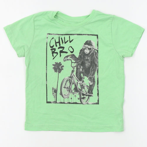 Primark Boys Green   Basic T-Shirt Size 3-4 Years