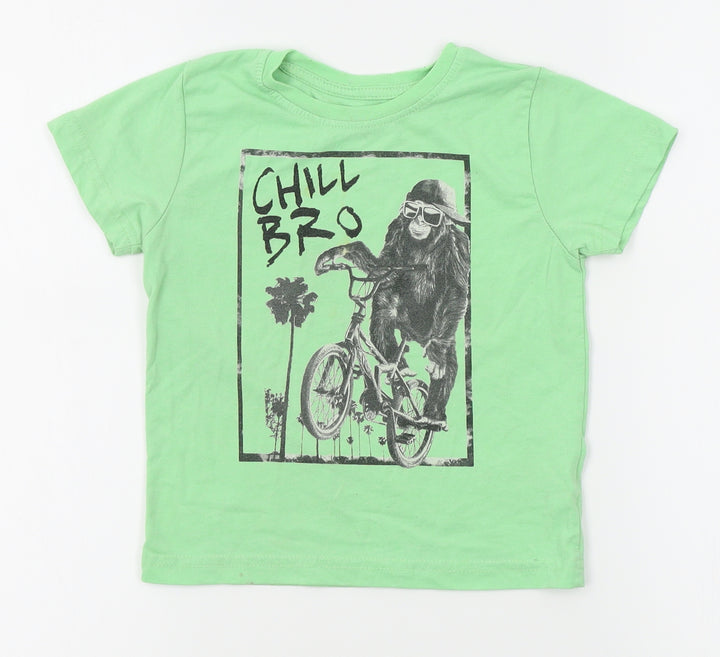Primark Boys Green   Basic T-Shirt Size 3-4 Years