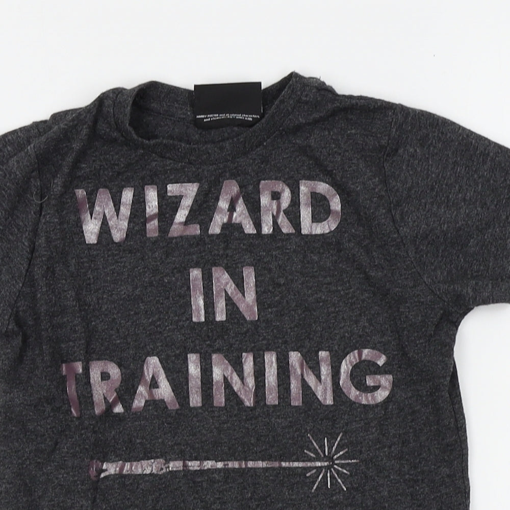 Primark Boys Grey   Basic T-Shirt Size 2-3 Years  - wizard in training, harry potter