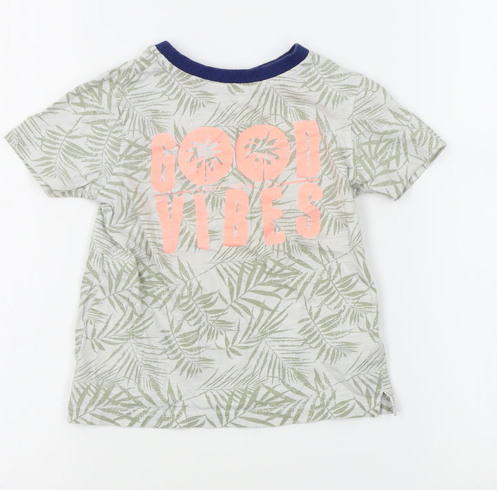 George Boys Green Floral Basic T-Shirt Size 3-4 Years - good vibes