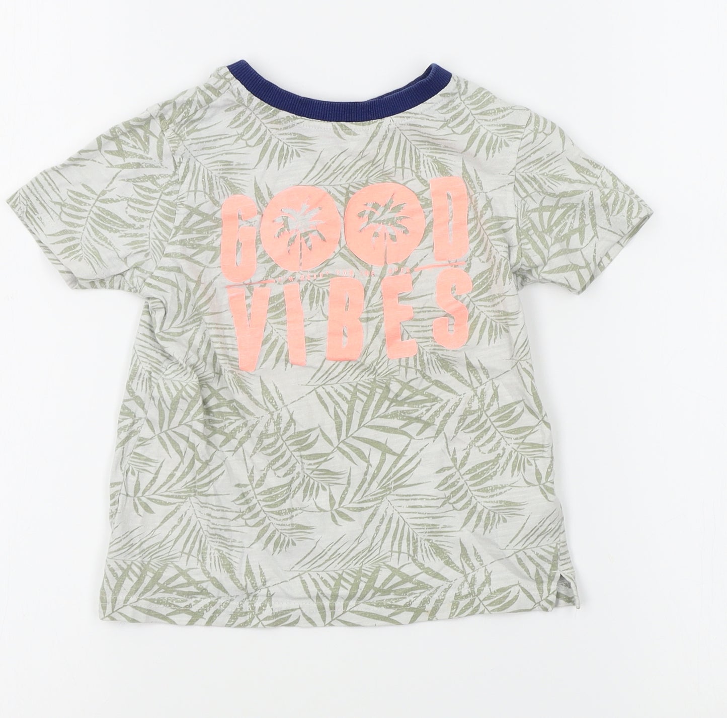 George Boys Green Floral  Basic T-Shirt Size 3-4 Years  - good vibes