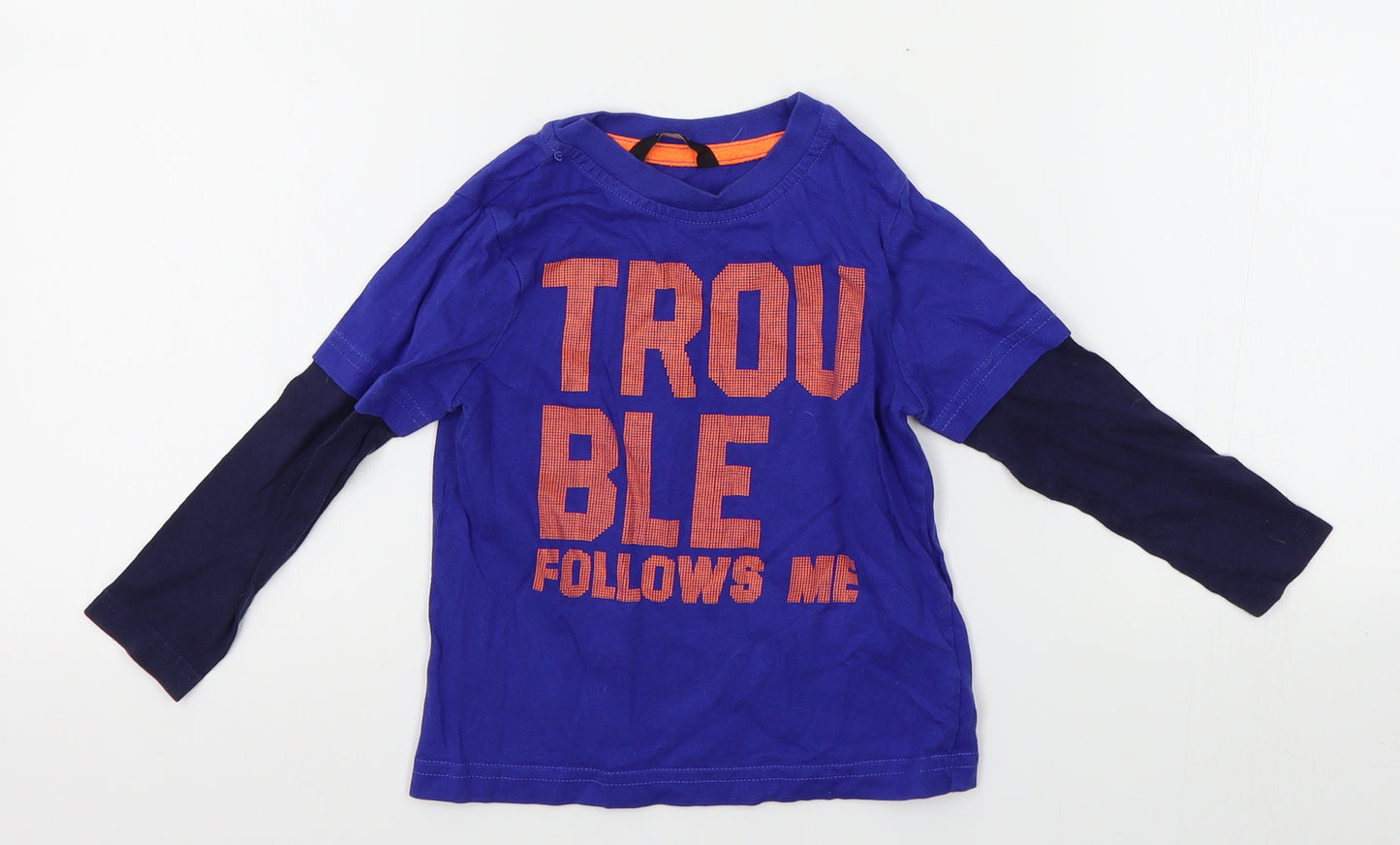 George Baby Blue   Basic T-Shirt Size 18-24 Months  - trouble follows me