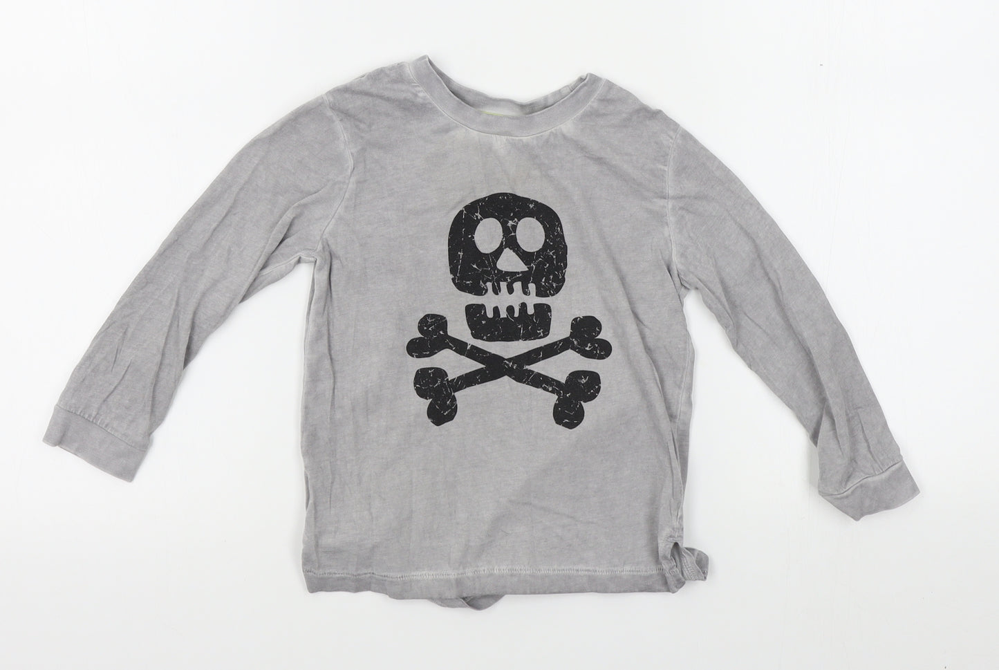 Mini v Boys Grey   Basic T-Shirt Size 3-4 Years  - skull and crossbones