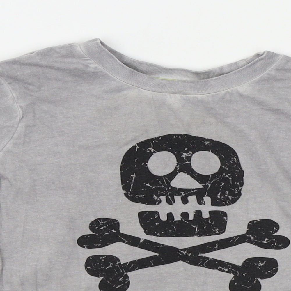 Mini v Boys Grey   Basic T-Shirt Size 3-4 Years  - skull and crossbones