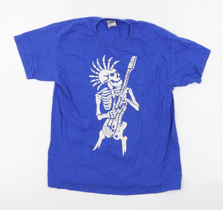 Fruit of the Loom Boys Blue Basic T-Shirt Size 7-8 Years - skeleton
