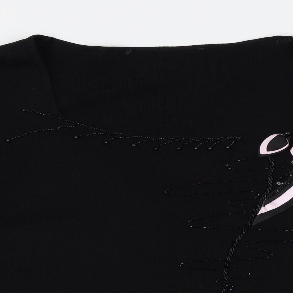 Preworn Womens Black   Pullover Jumper Size M  - embellishments, petals