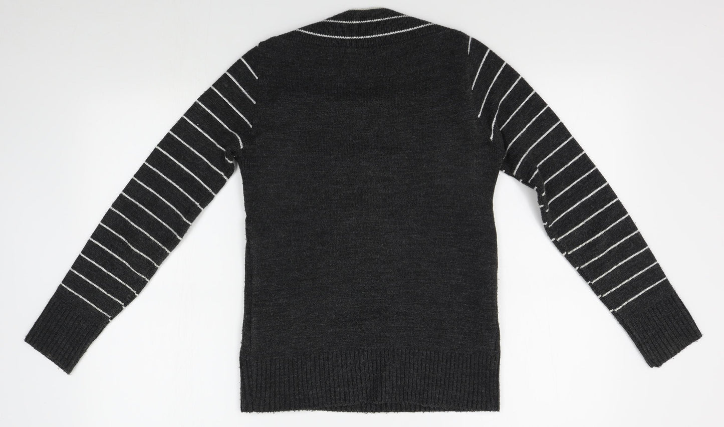 Impulse Womens Grey Striped  Pullover Jumper Size M