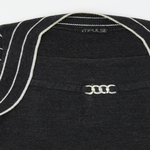 Impulse Womens Grey Striped  Pullover Jumper Size M