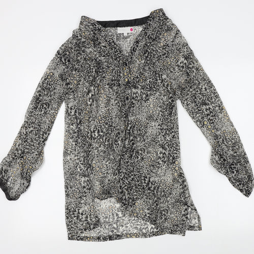 papersun Womens Grey Animal Print  Cardigan Jumper Size 10
