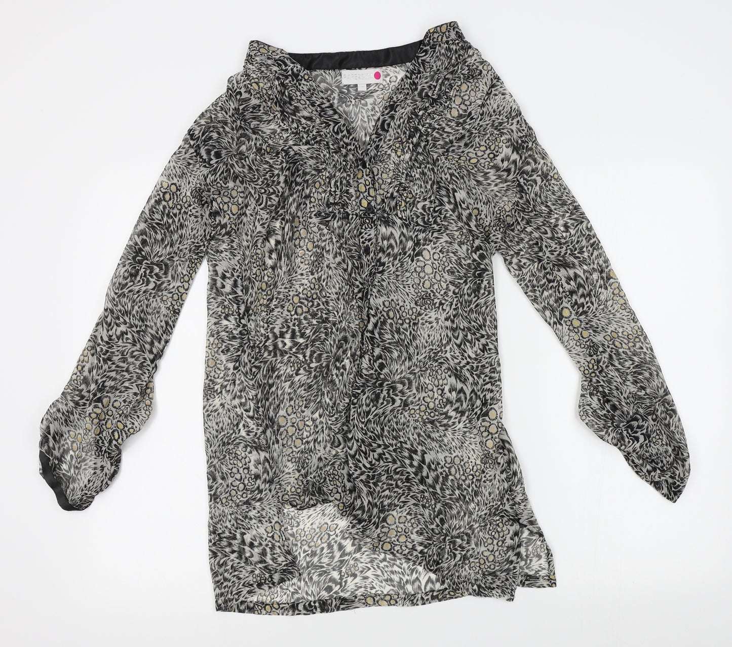 papersun Womens Grey Animal Print  Cardigan Jumper Size 10