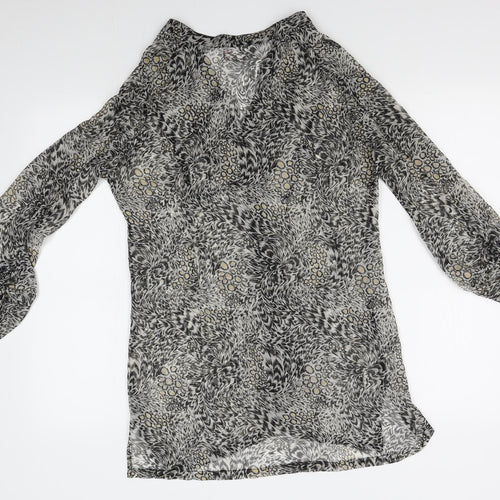 papersun Womens Grey Animal Print  Cardigan Jumper Size 10