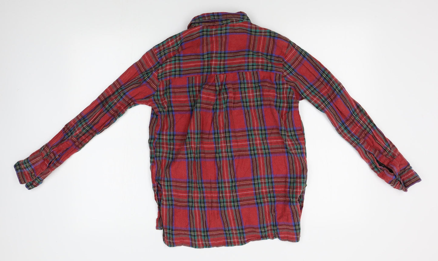 Topshop Womens Red Plaid  Basic Button-Up Size 8