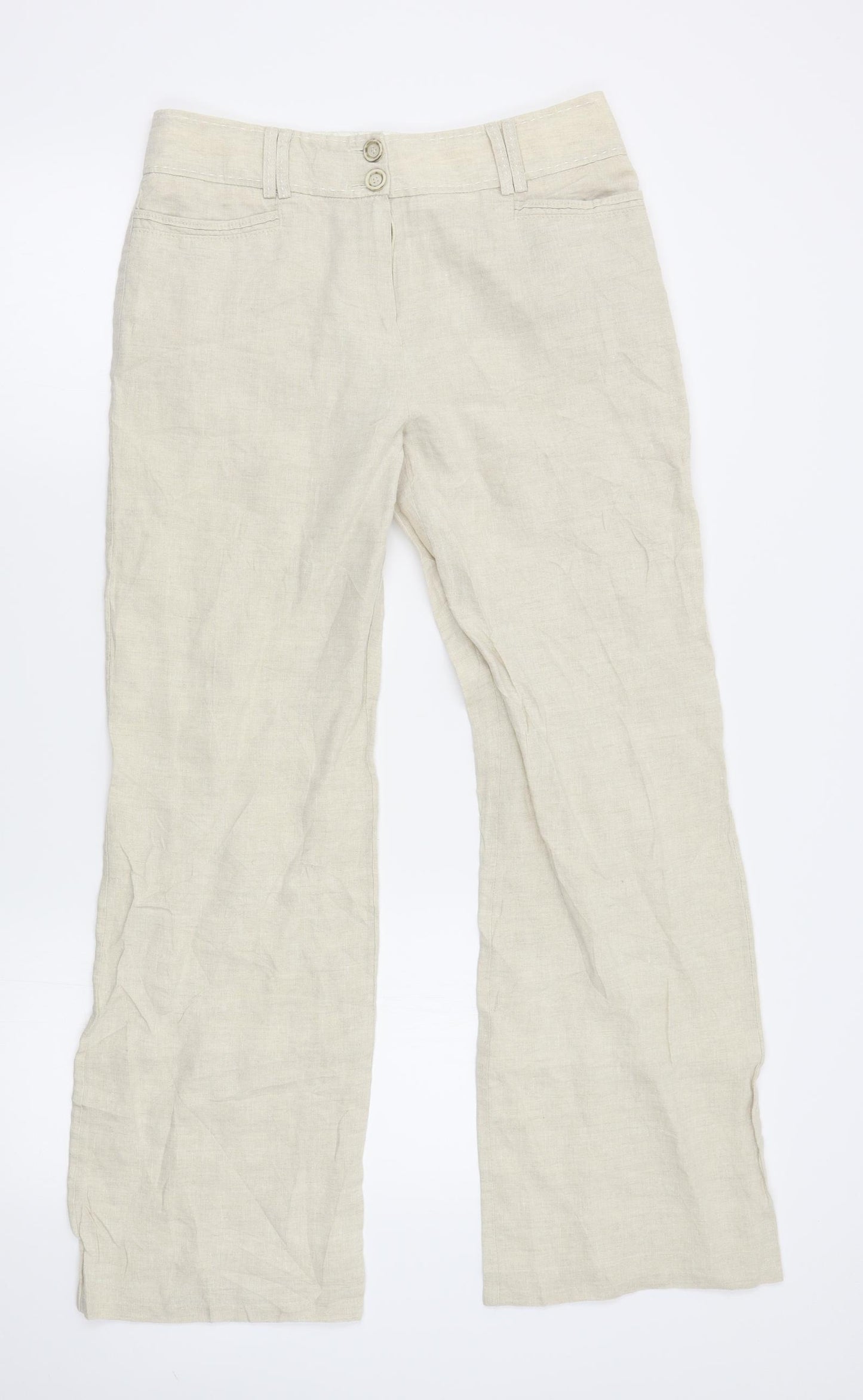 M&S Womens Beige   Bloomer Trousers Size 10 L28 in
