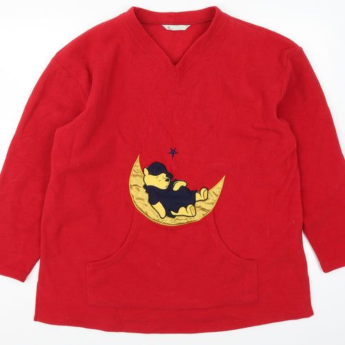 BHS Womens Red Solid  Top Pyjama Top Size 12  - Winnie The Pooh
