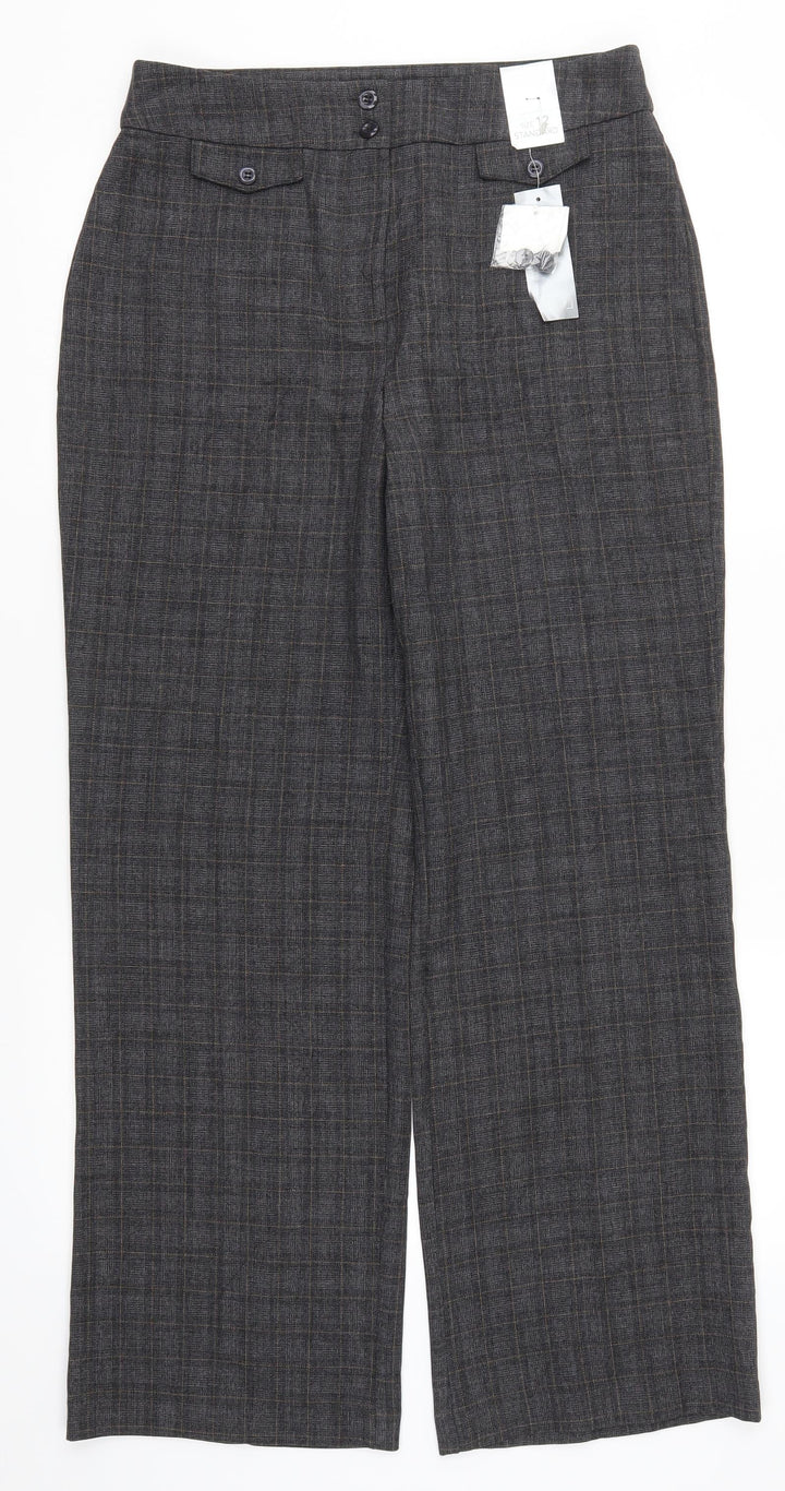 Isle Womens Grey Check Trousers Size 12 L29 in