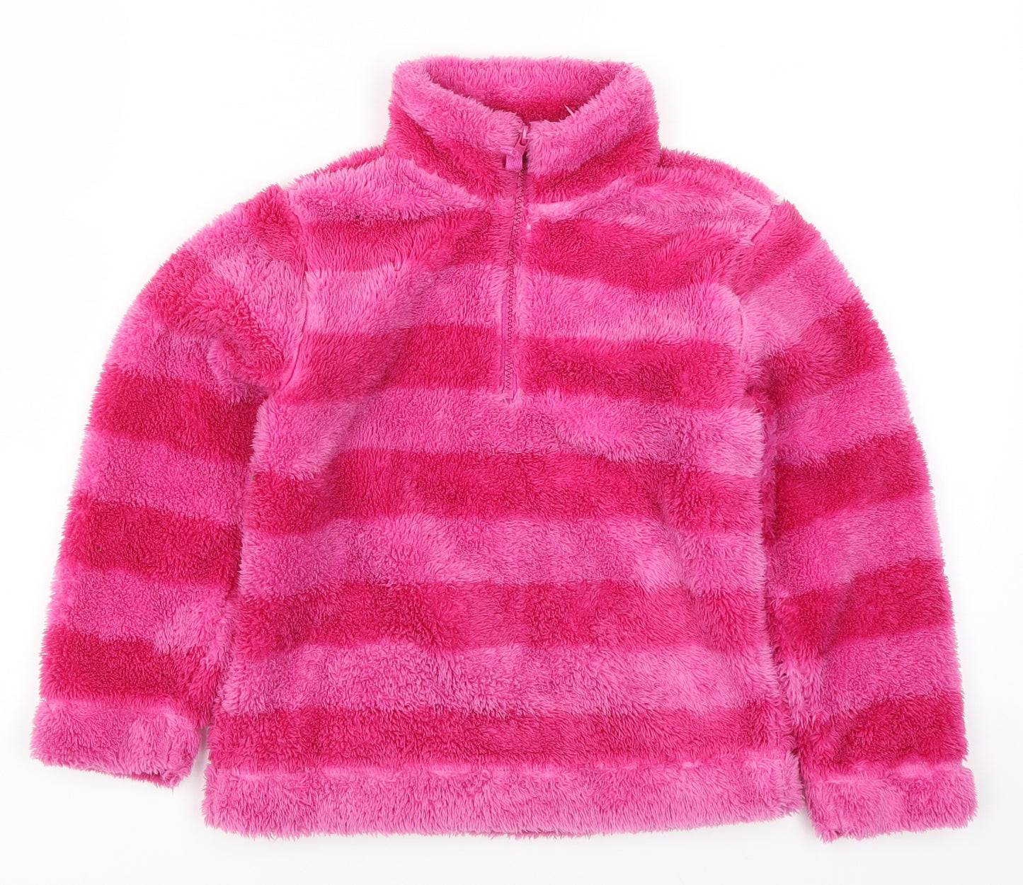 M&Co Girls Pink Striped Fleece Jacket  Size 5-6 Years