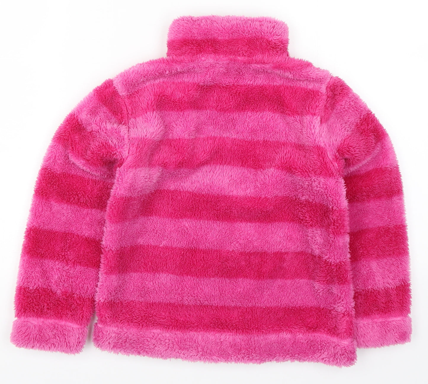 M&Co Girls Pink Striped Fleece Jacket  Size 5-6 Years