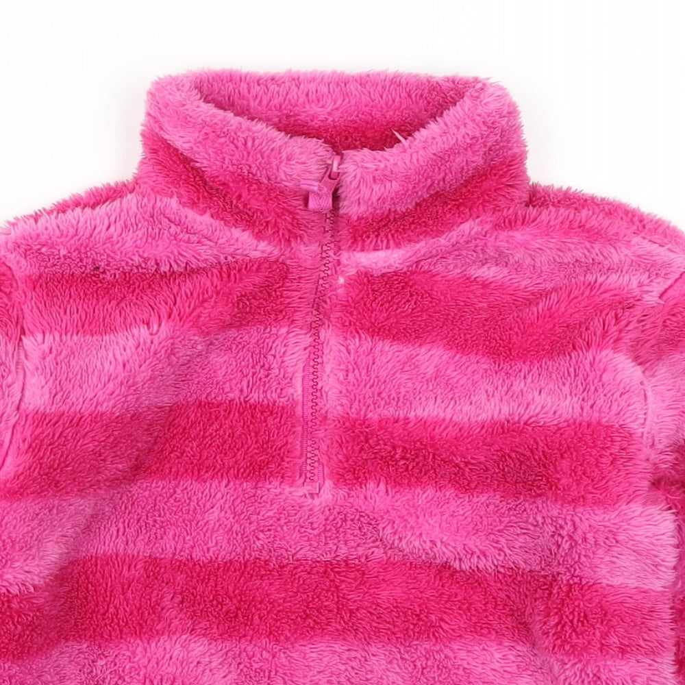 M&Co Girls Pink Striped Fleece Jacket  Size 5-6 Years