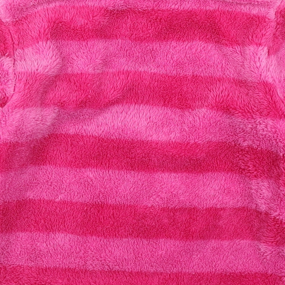 M&Co Girls Pink Striped Fleece Jacket  Size 5-6 Years