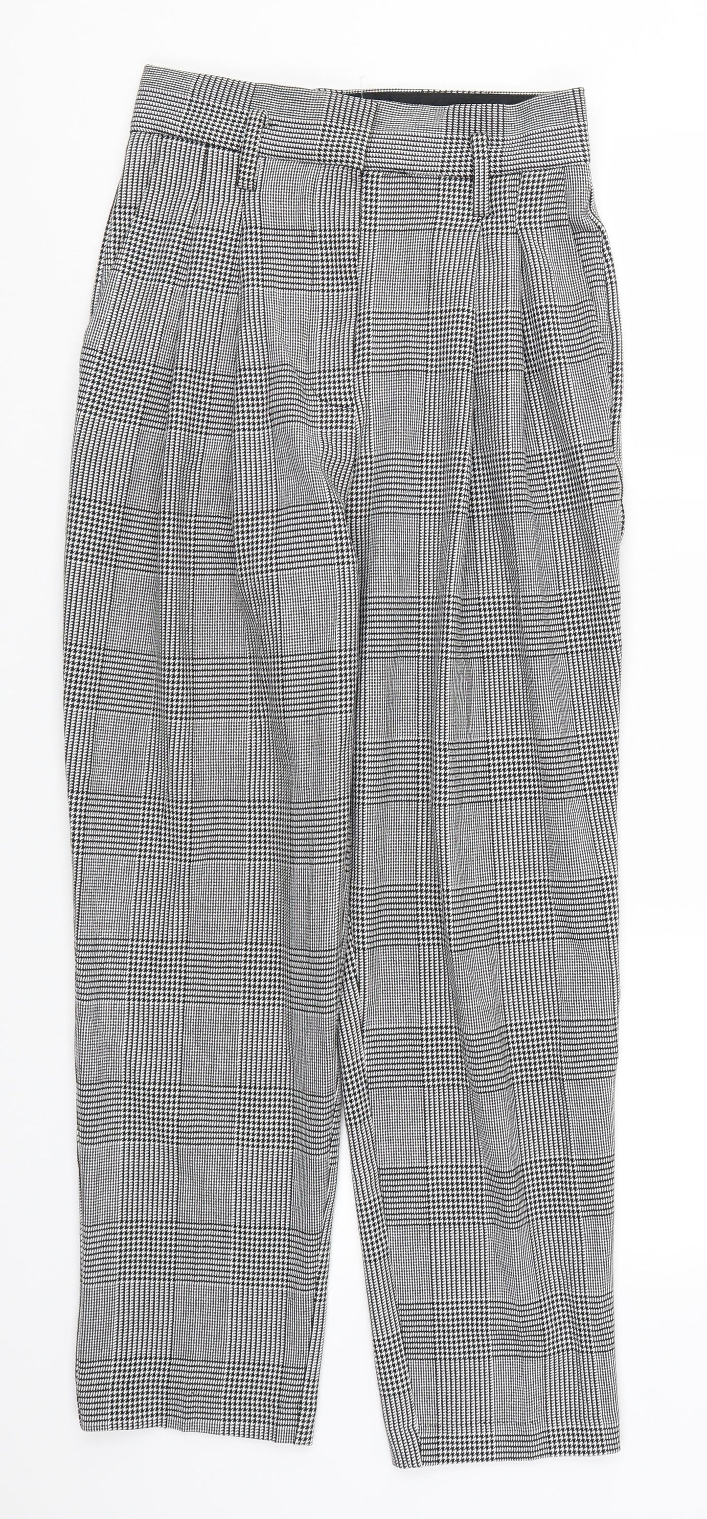 H&M Womens Grey Houndstooth  Trousers  Size 6 L26 in