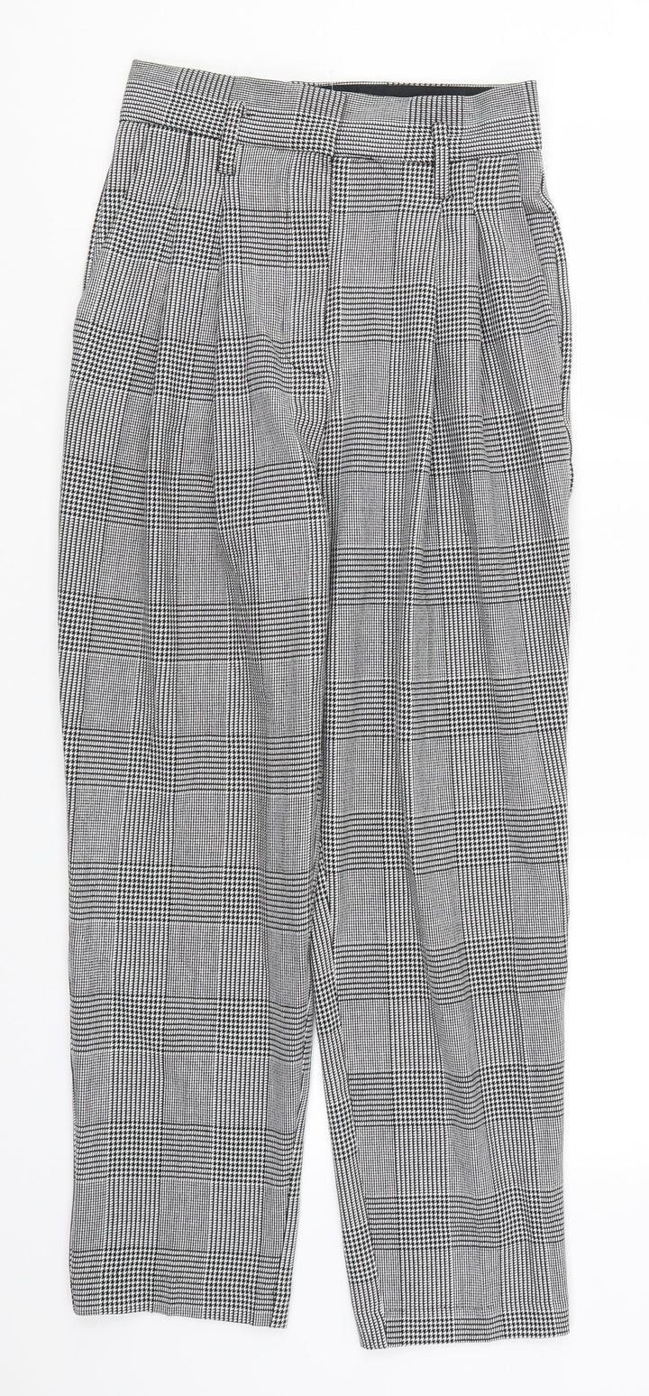 H&M Womens Grey Houndstooth  Trousers  Size 6 L26 in