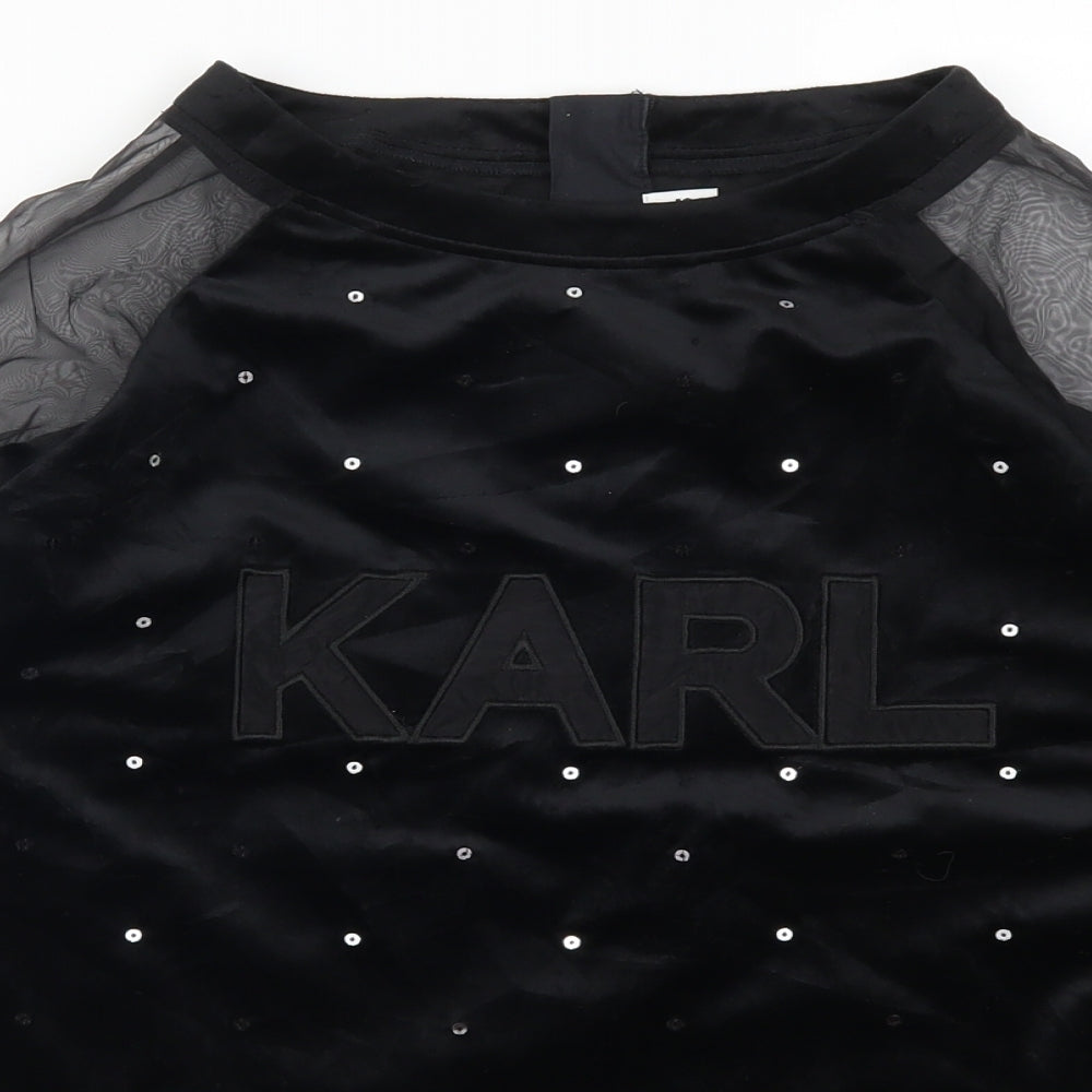 Karl Lagerfeld Womens Black   Pullover Sweatshirt Size 16