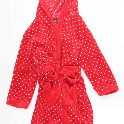 Mini Club Girls Red Polka Dot  Kimono Robe Size 5-6 Years