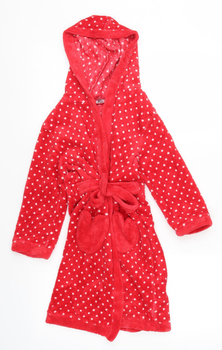 Mini Club Girls Red Polka Dot Kimono Robe Size 5-6 Years