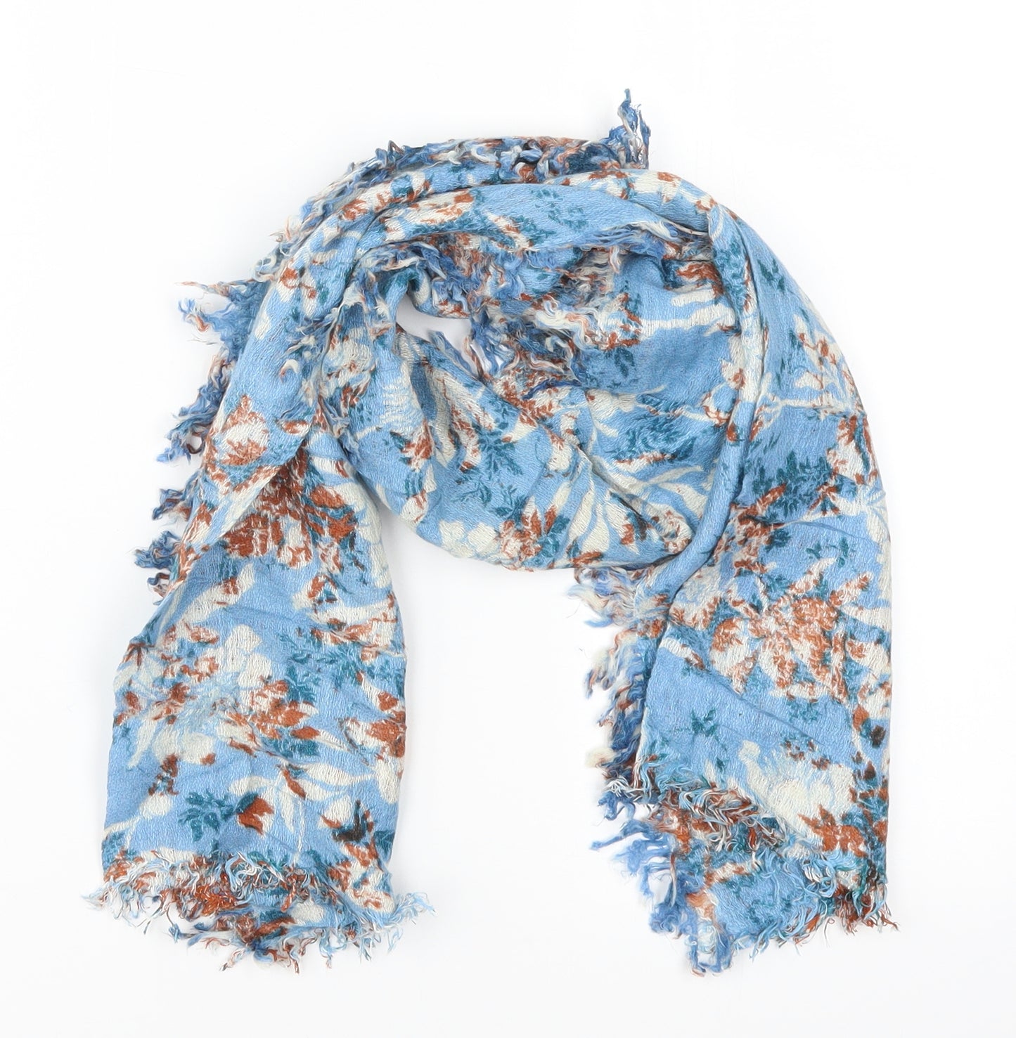Preworn Womens Blue Floral   Scarf