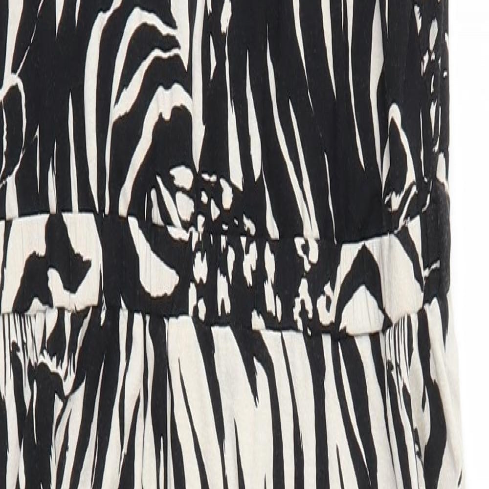 Topshop Womens Black Animal Print  Jumpsuit One-Piece Size 14 L25 in - Black and Beige
