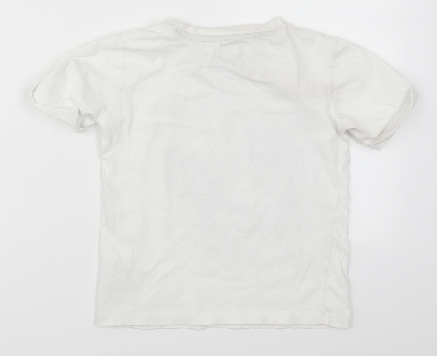 F&F Boys White   Basic T-Shirt Size 5-6 Years  - Paisley Skull