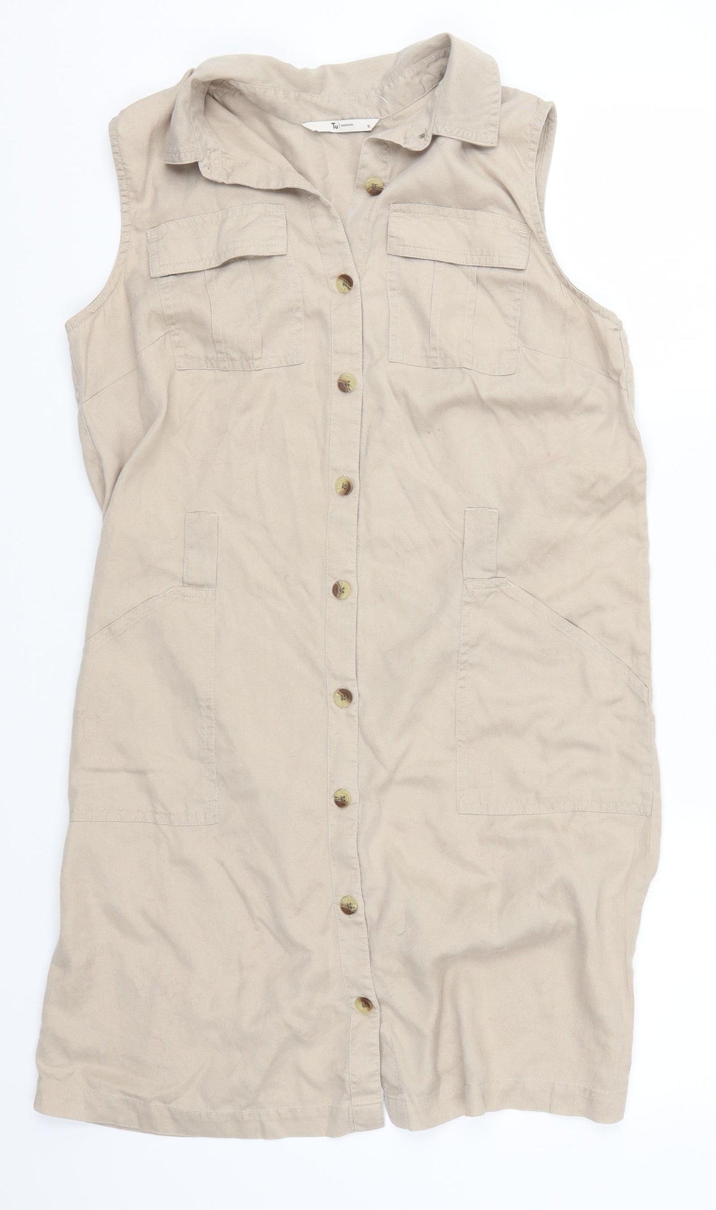 TU Womens Beige   Shirt Dress  Size 10