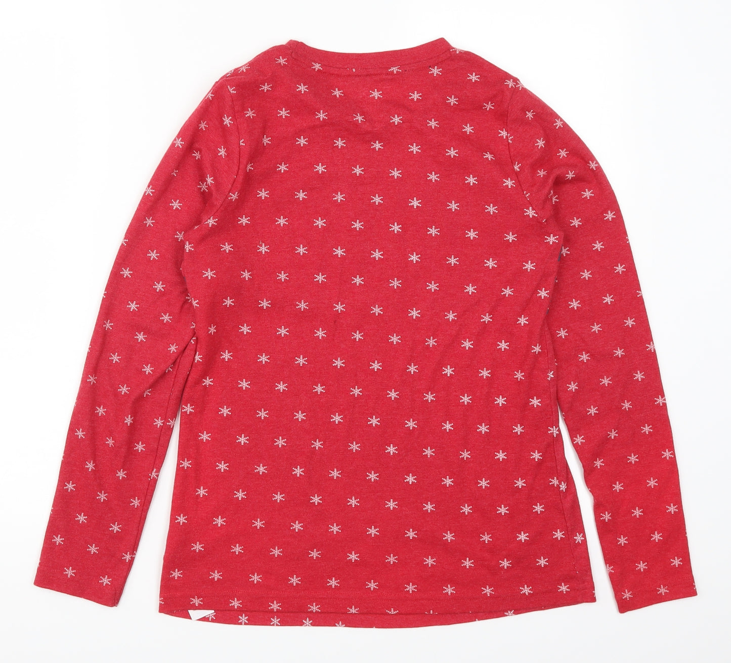 Primark Womens Red Geometric  Top Pyjama Top Size 4  - Snowflake Print