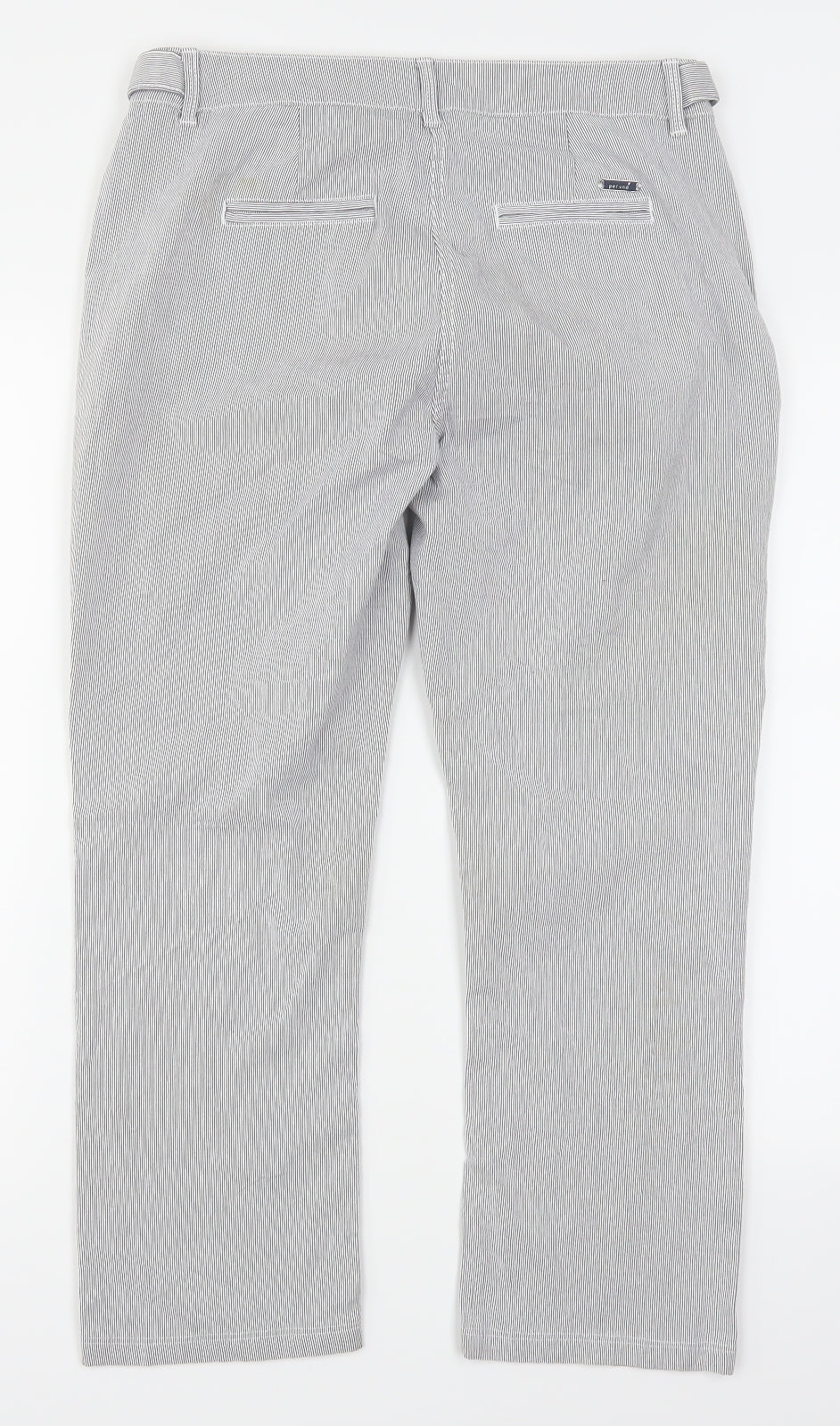 Per Una Womens Grey Striped Denim Straight Jeans Size 12 L24 in
