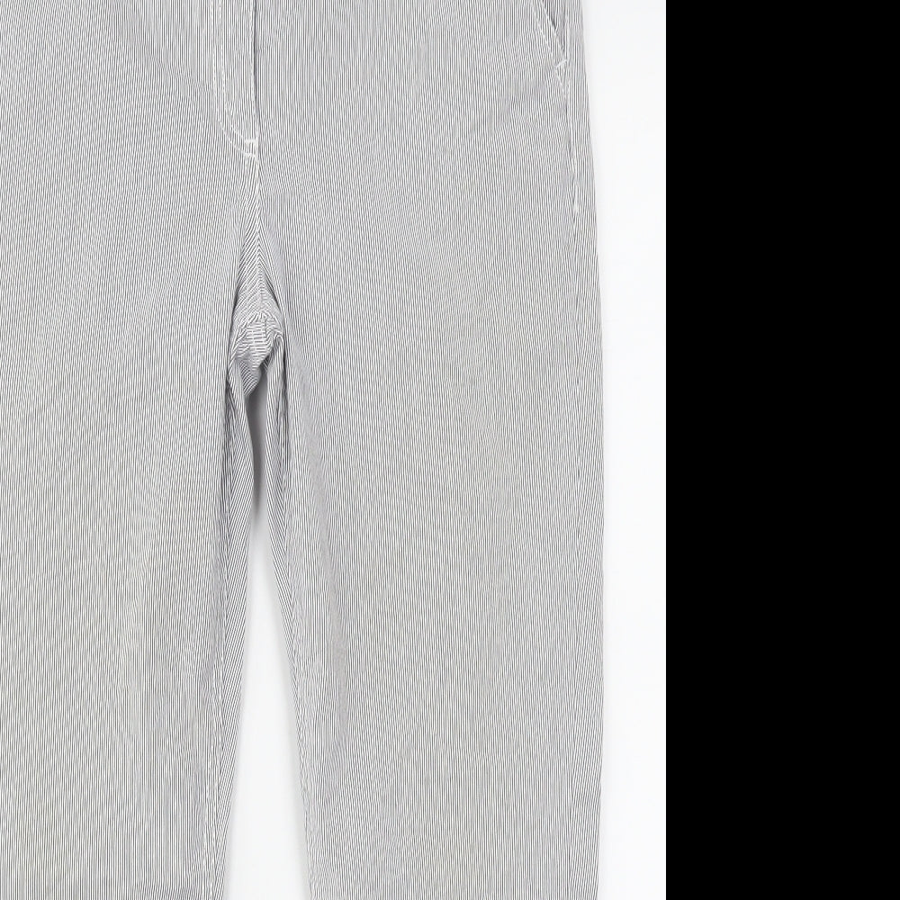Per Una Womens Grey Striped Denim Straight Jeans Size 12 L24 in