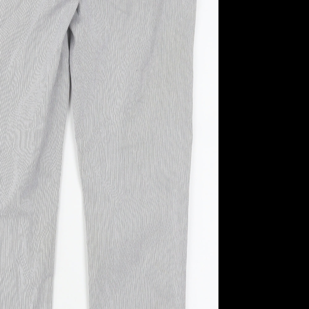 Per Una Womens Grey Striped Denim Straight Jeans Size 12 L24 in