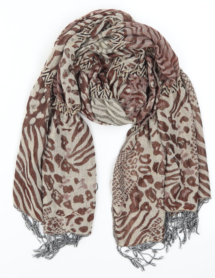 Preworn Womens Brown Animal Print Scarf
