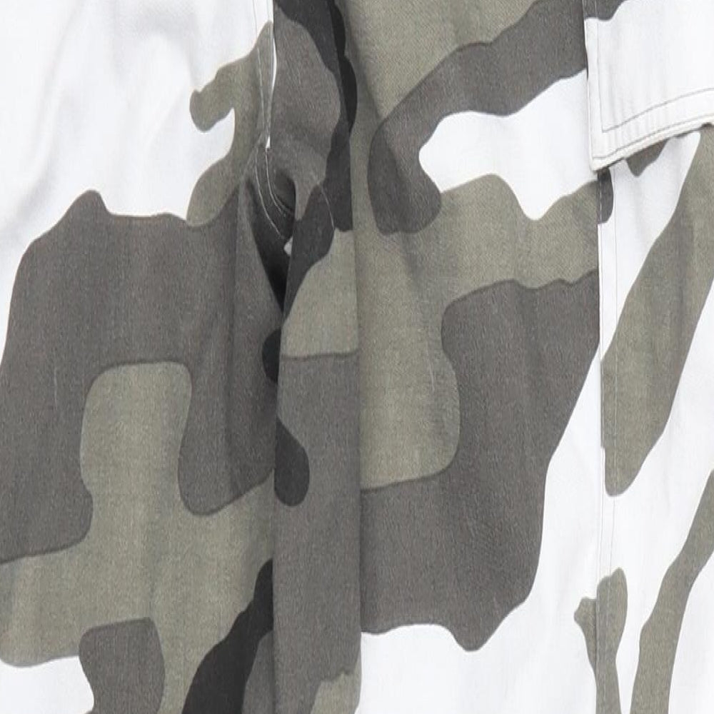 PRETTYLITTLETHING Womens Grey Camouflage Denim Cargo Trousers Size 6 L26 in