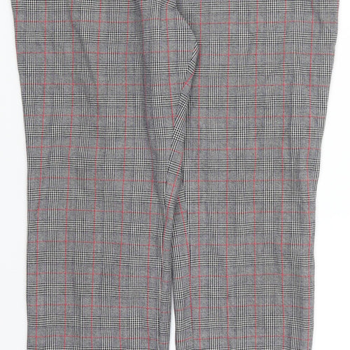Marks and Spencer Womens Grey Check  Trousers  Size 16 L28 in - Red