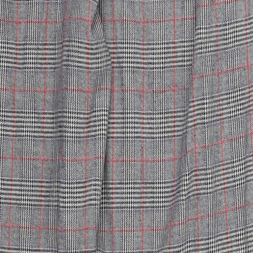 Marks and Spencer Womens Grey Check  Trousers  Size 16 L28 in - Red