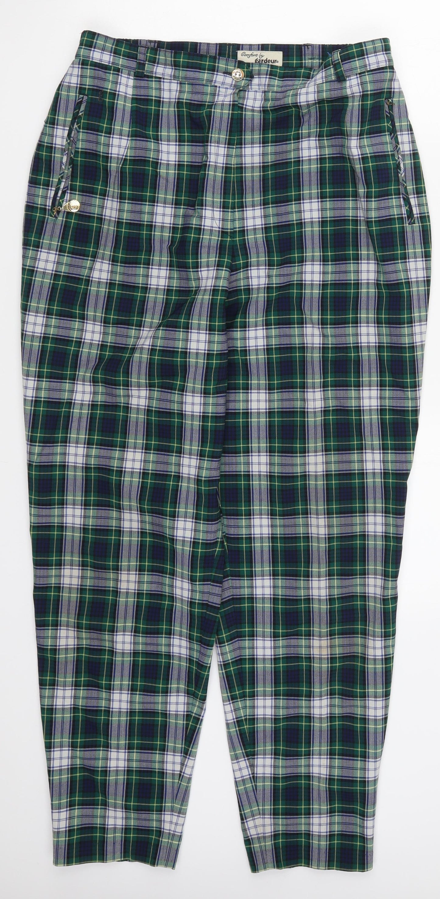 GARDEUR Womens Green Check  Trousers  Size 16 L27 in