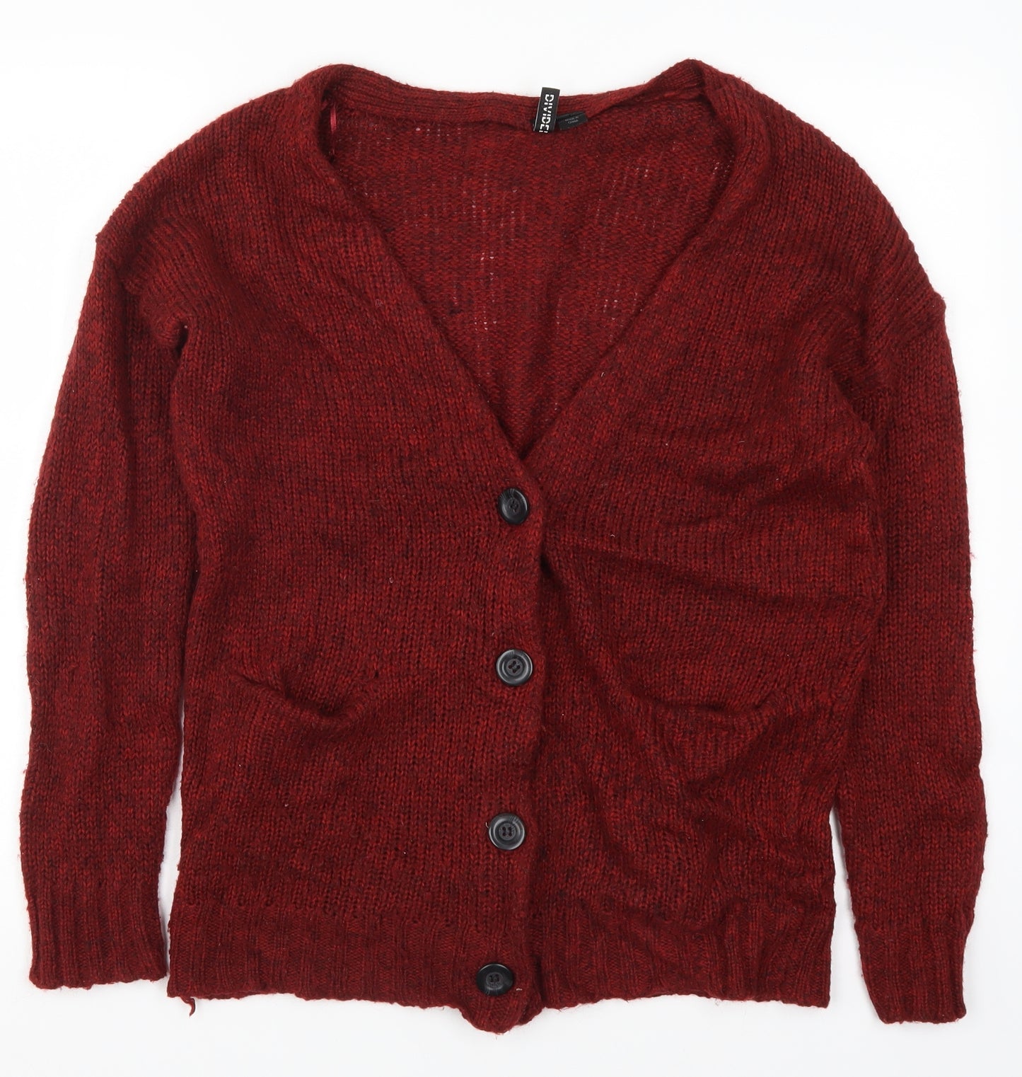 H&M Womens Red  Knit Cardigan Jumper Size 12