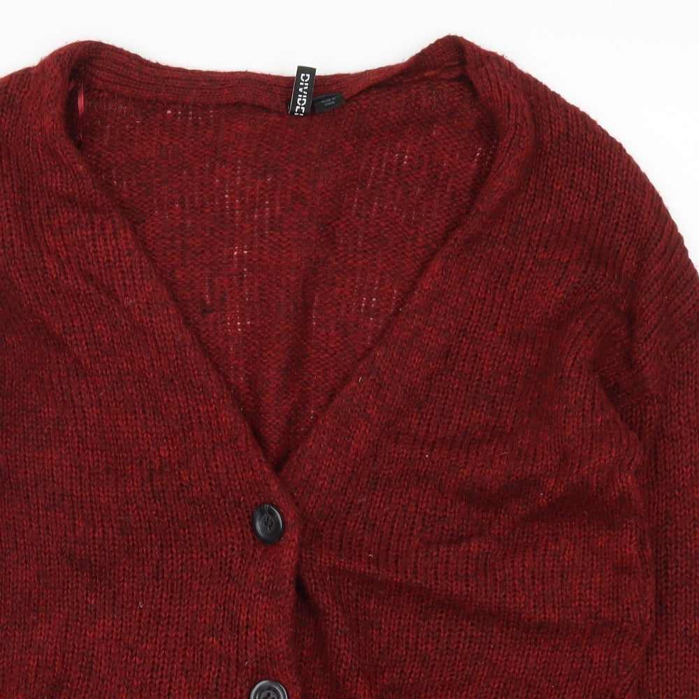 H&M Womens Red  Knit Cardigan Jumper Size 12