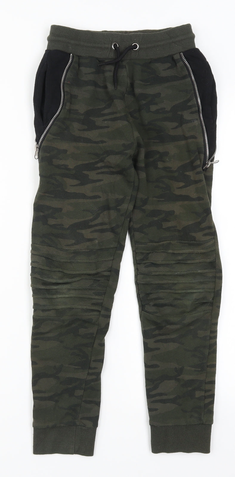 Primark Boys Green Camouflage  Sweatpants Trousers Size 11-12 Years