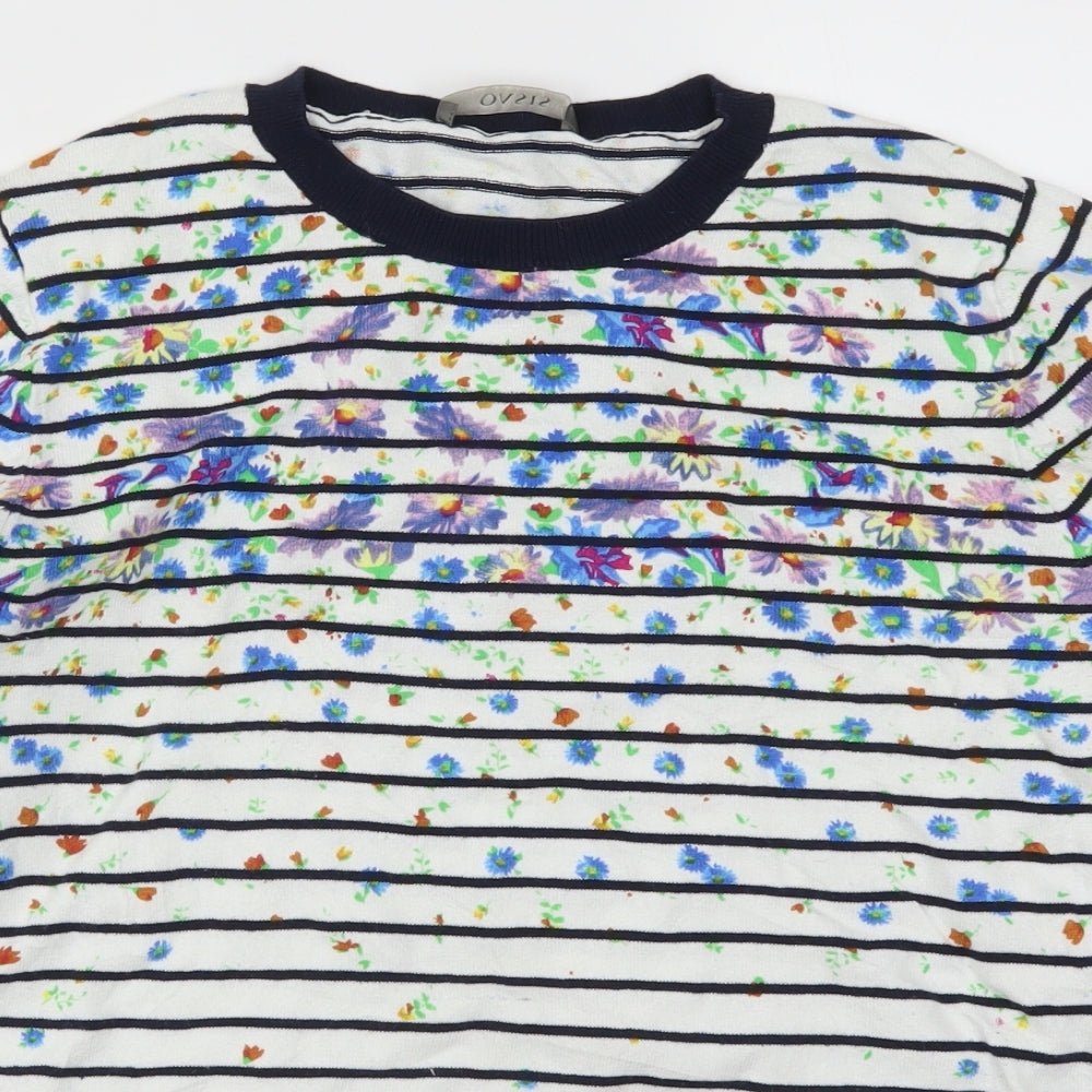 Oasis Womens Multicoloured Striped  Pullover Jumper Size L  - Floral