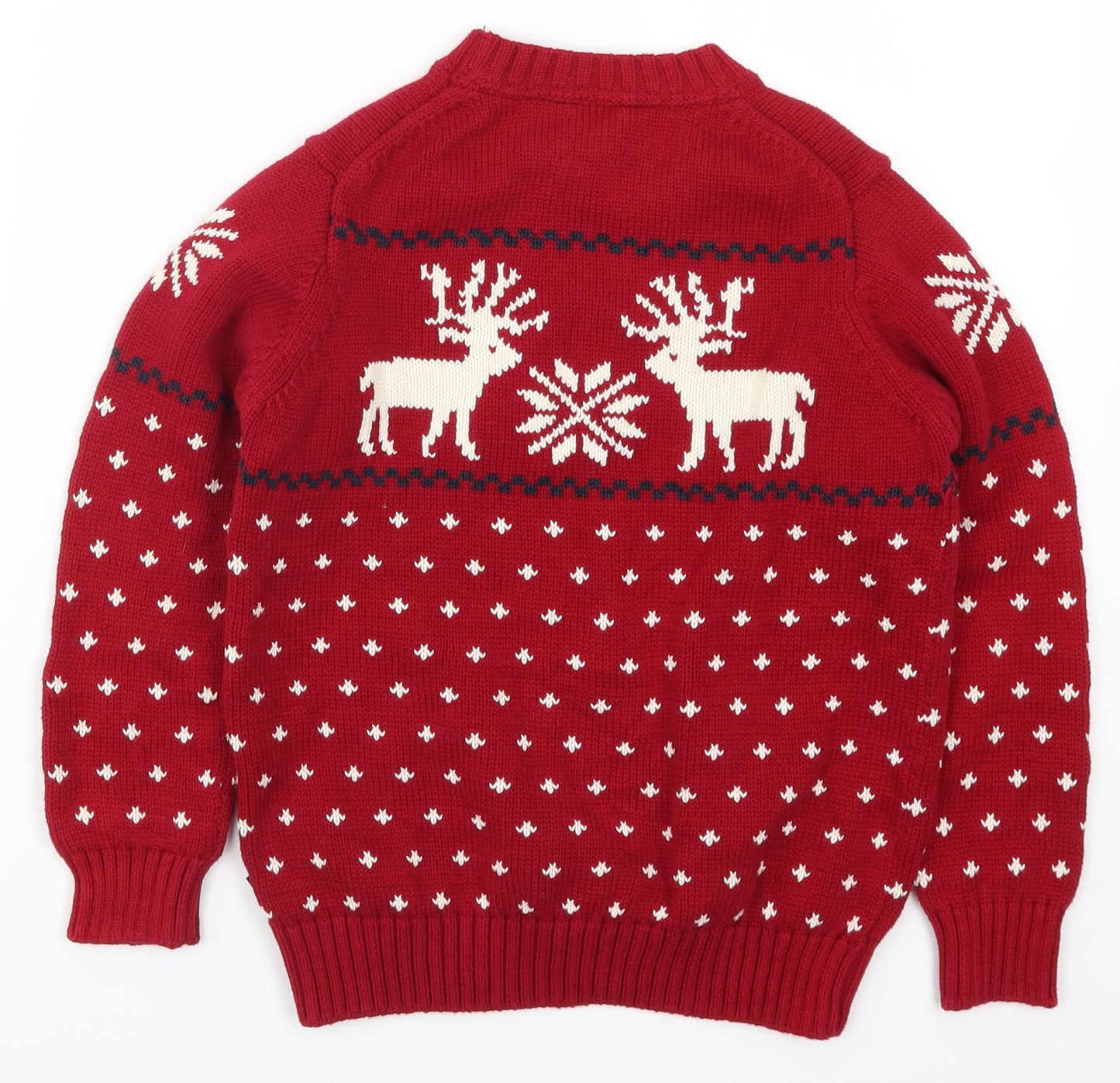 GANT Boys Red Geometric Knit Pullover Jumper Size 7-8 Years  - Christmas Prints