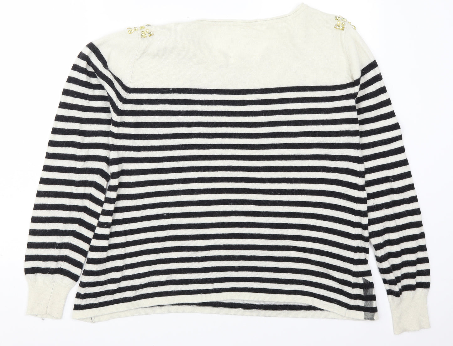 GUESS Womens Beige Striped  Pullover Jumper Size 12