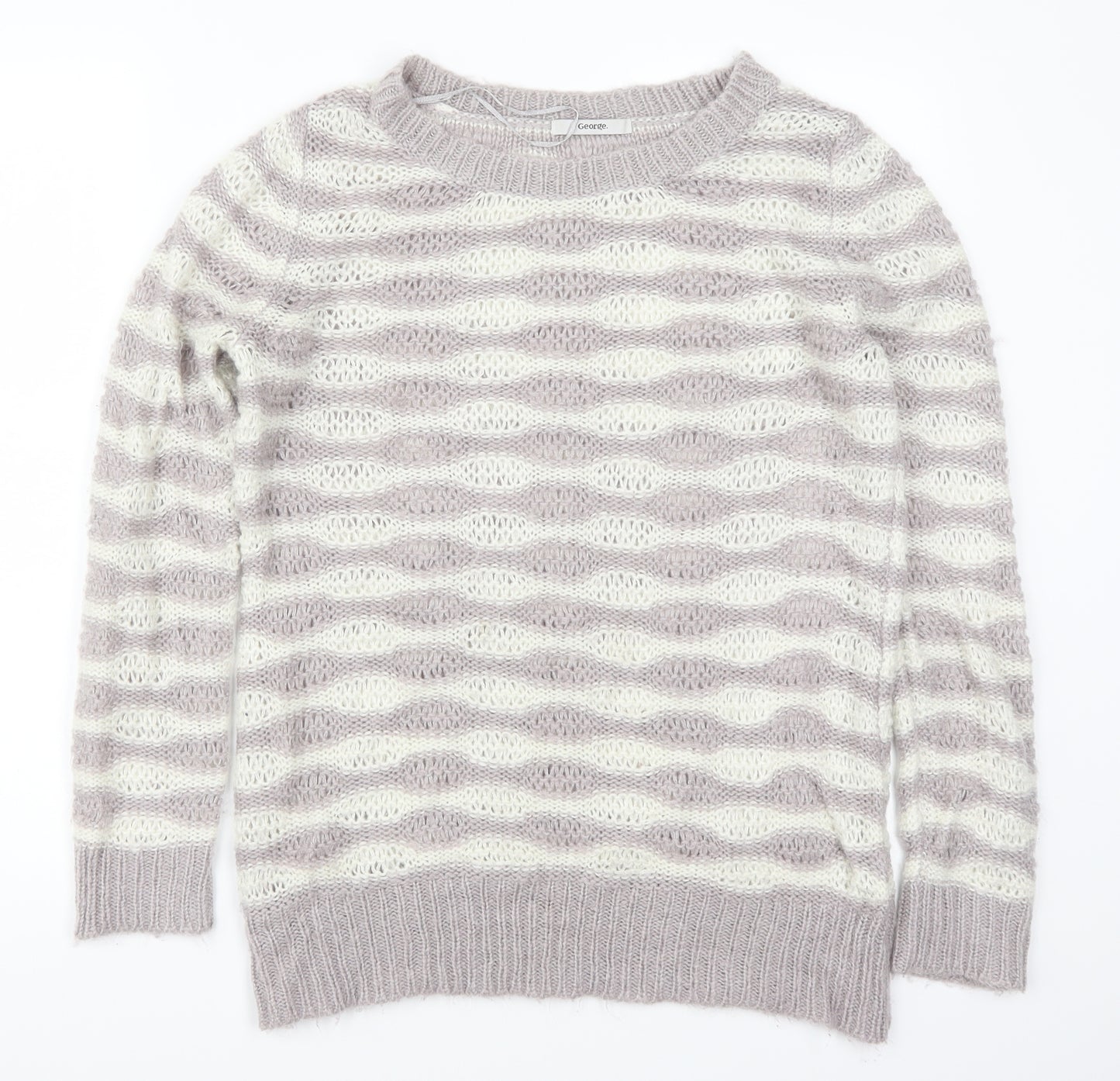 George Womens Purple Striped Knit Pullover Jumper Size 12